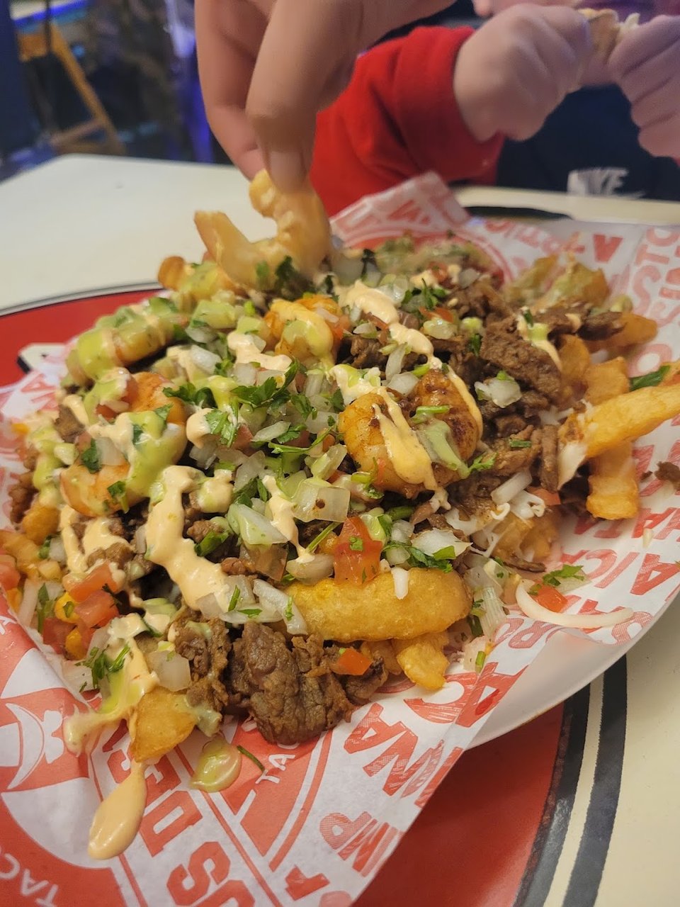 Asada Fries with Shrimp